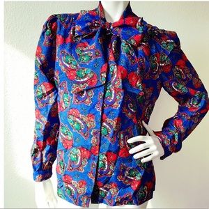 Vintage Paisley Bow Tie Blouse